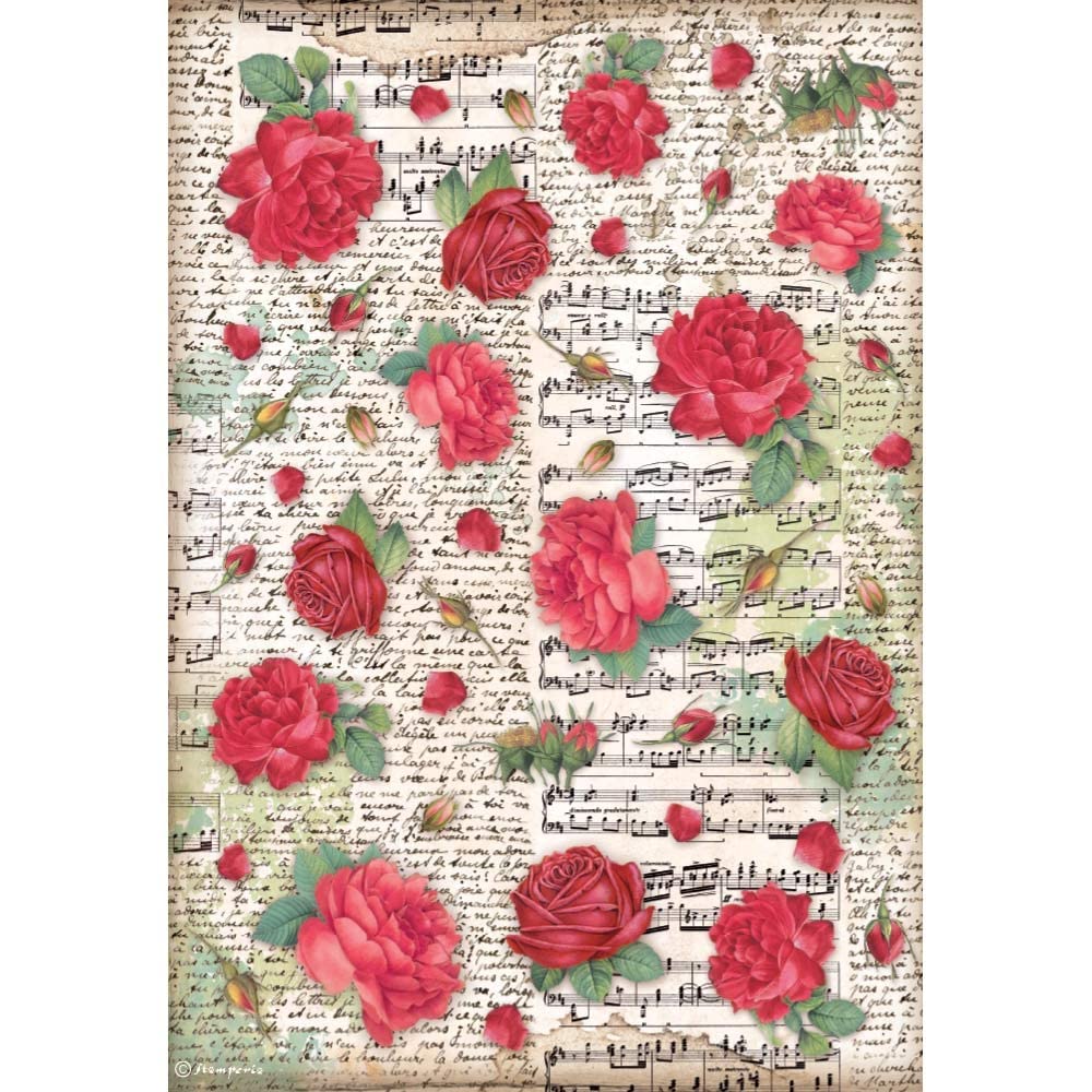 Stamperia Multicoloured International -Rice Paper-Desire-Red Roses, A4