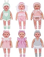 BABESIDE 6 Sets of Baby Doll Clothes for 12-15 Inch Dolls, Various Styles Baby Dolls Clothes and Doll Accessories Set with Dolls Hats Socks for Girls Pretend Play Toys