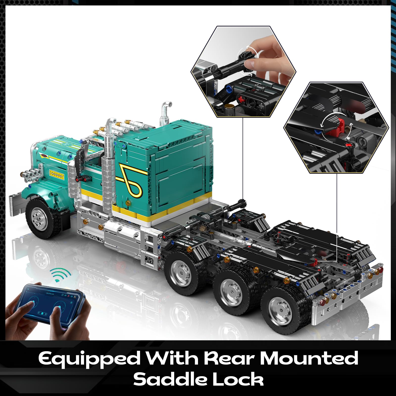 Mould King 13201 Technik American Truck Spielzeugauto Modellbausatz - Klemmbausteine Klassischer LKW Bausteine Auto Konstruktionsspielzeug Set Geschenke für Erwachsene ab 14 Jahren (2064+ Teile)