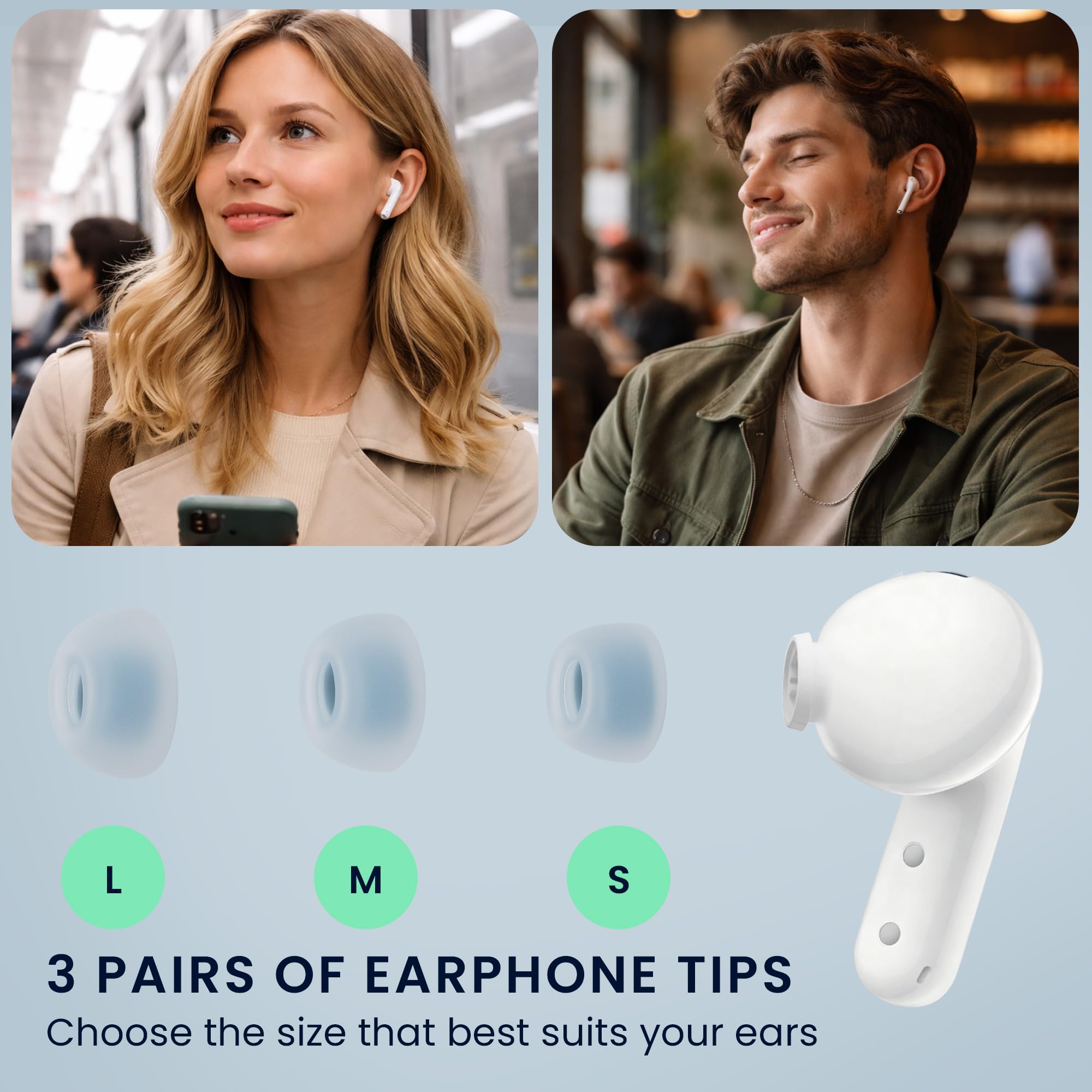 kwmobile 6 x zapasowe końcówki do uszu kompatybilne z Xiaomi Redmi Buds 5, silikonowe końcówki do słuchawek - jasnoniebieskie