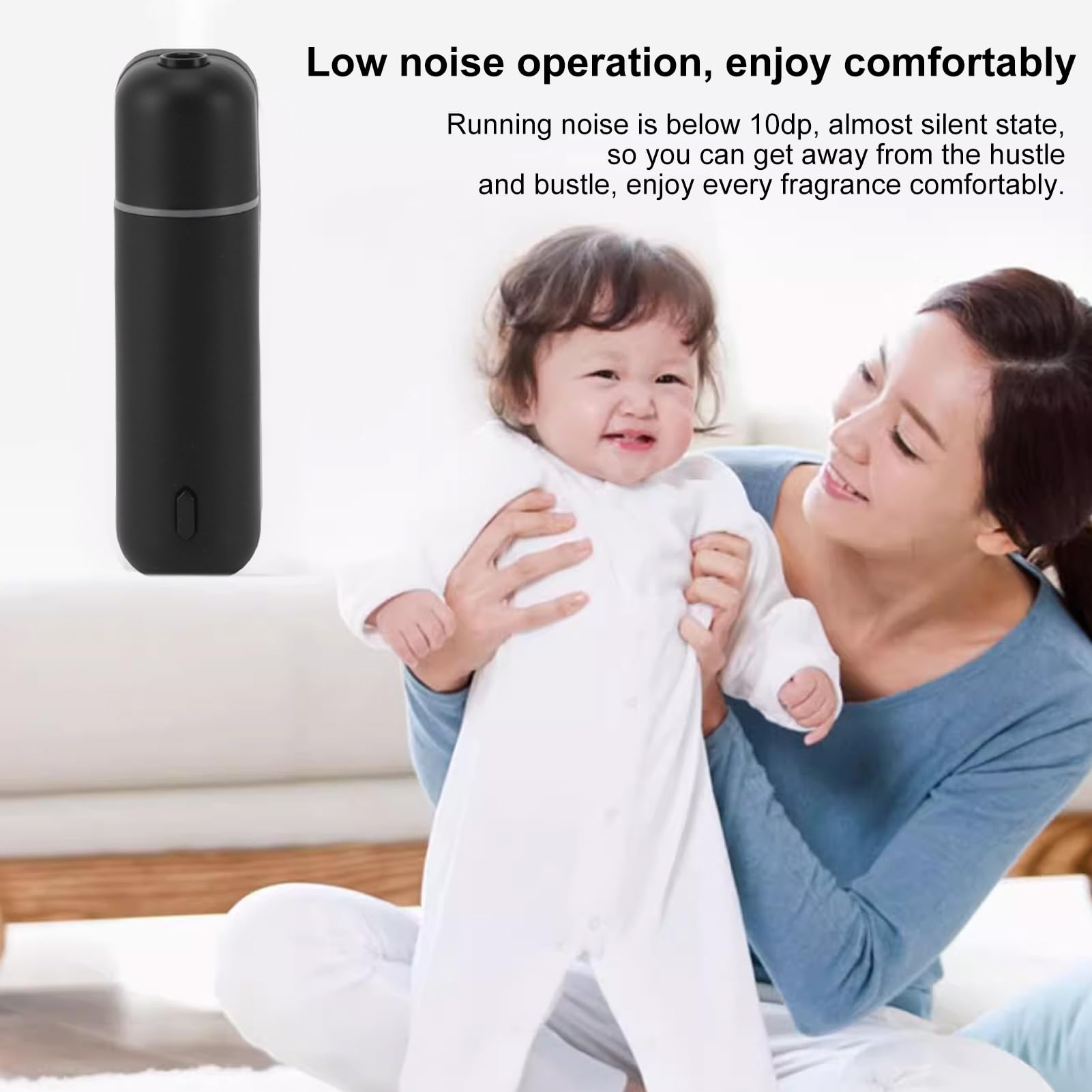 Difusor de Aceites Esenciales, Difusor de Aromaterapia, Humidificador de Niebla Fría, Humidificador de Aire Pequeño de 5 Ml, Máquina de Aire Aromático con 6 Botellas Vacías (Black)