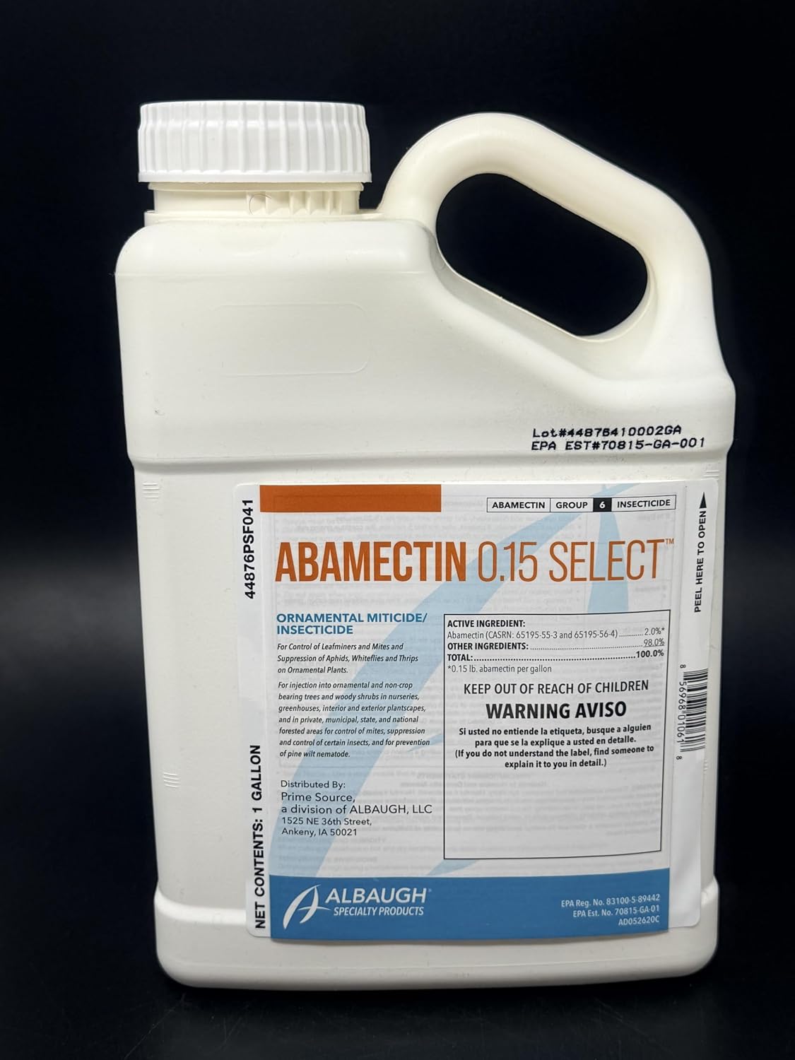 Abamectin 0.15 Select, Liquid Concentrate Insecticide, 2.0% Abamectin, for Mites and Leafminers Control, 128oz