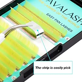 VAVALASH Colored Easy Fan Eyelash Extensions 0.07 D Curl 8-15mm Mixed Tray Yellow Self Fanning Lashes 2D-10D Colorful Volume lash extensionsYellow,0.07-D-8-15 Mix