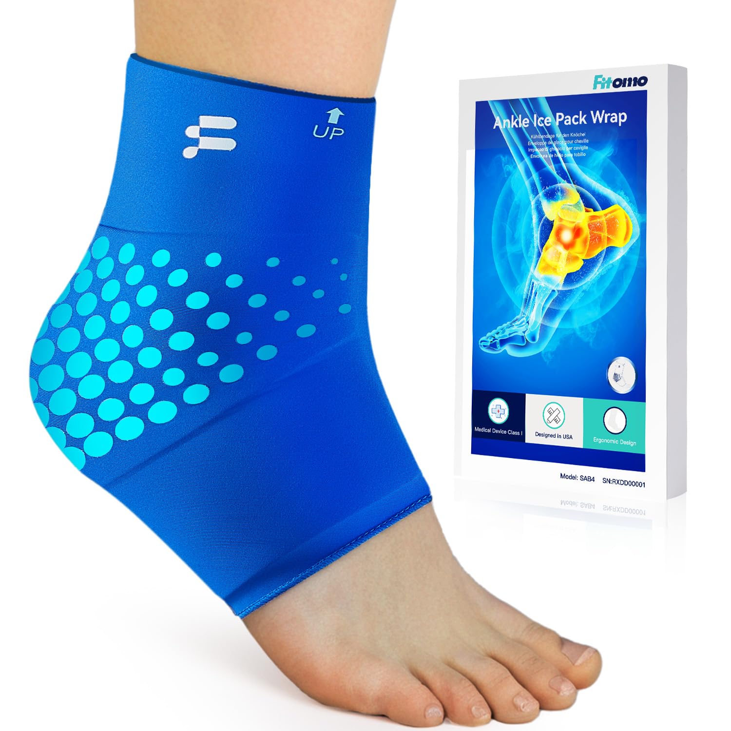 Fitomo Poche de Glace Cheville 3D ThermalLock - Pack Froid/Chaud Réutilisable pour Cheville, Soulage Entorse et Tendinite, Gel Cryo 25% Plus Longtemps, Compresse Sport 500+ Utilisations (1 Unité, XL)