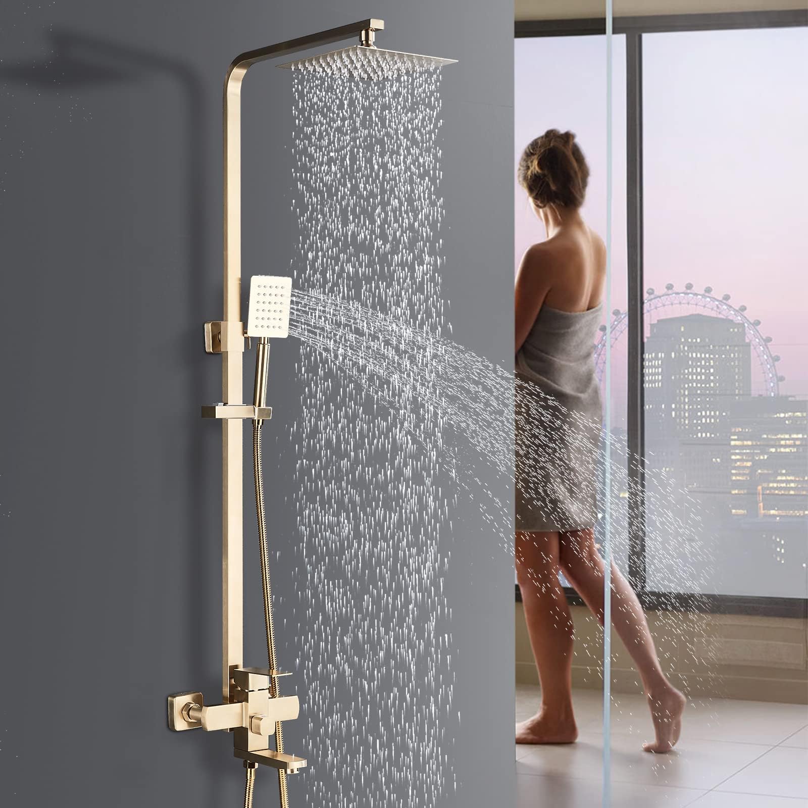 Columna de ducha dore sistema de ducha estante ducha set kit de ducha de pared sólido ducha empotrable dorado