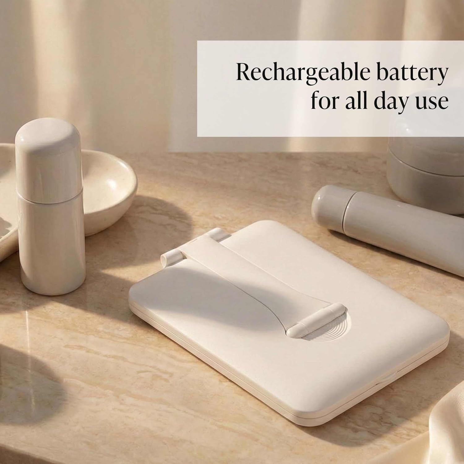 Fancii Rechargeable Travel Makeup Mirror with Bright LED Lights and 3 Color Modes - Ultra Thin, Portable and Lightweight, Touch Dimming, Compact Folding Mirror, Lighted Vanity Mirror, Nora Mini - Image 7