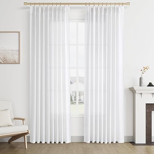 Miniatura 51 de Joywell Cortinas de Ventana de Lino con Pliegues Pinzados de 84 Pulgadas de Largo, Pestañas Traseras con Anillas de Clip, Cortinas Semitransparentes
