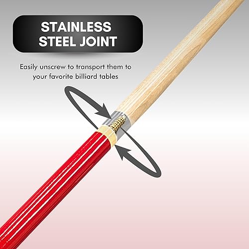 Miniatura 3 de Freetime Fun Taco de piscina de lujo de 58 pulgadas de arce canadiense Hard Rock 2 piezas con empuñaduras de goma