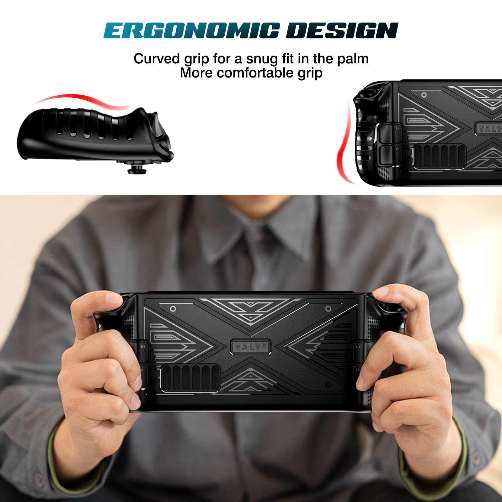 DLseego Coque Compative avec Le Valve Steam Deck Étui de Protection Souple en TPU, Anti-choc, Anti-glisse et Anti-rayure—Noir