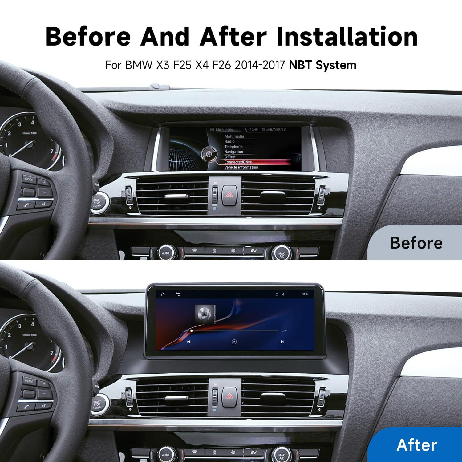 CTB 10.25" Cartablet compatibile per BMW X3 F25 - X4 F26 2011-2016 | Installazione Rapida | CarPlay/Android Auto Wireless/ | Sistema Linux | Compatibile NBT | Schermo Touch Plug & Play
