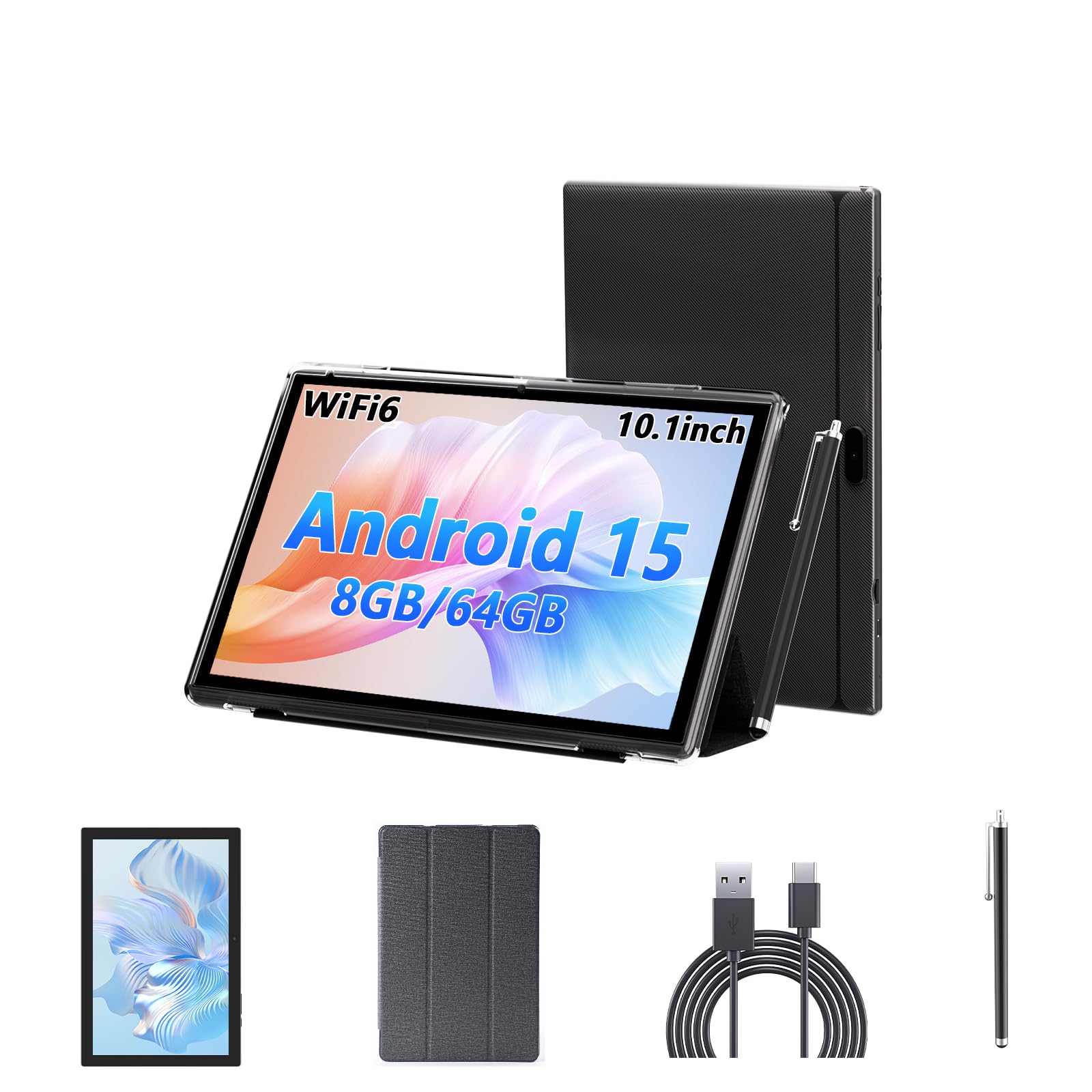 YQSAVIOR Tablet Android 15 com teclado, tablets de 10 polegadas