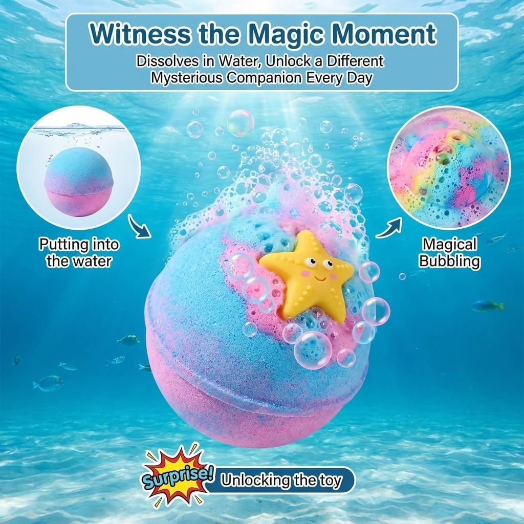 2026 New Natural Bath Bombs,12-Pack Kids Bath Bombs with Surprise Spring Toys Inside,Color Changing Spa Easter Bath Balls (B)