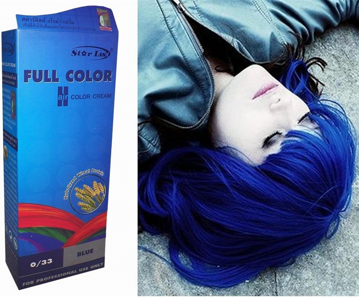 Hair Colour Cream Dye Bright Blue 0_33 Punk Goth by Starlist