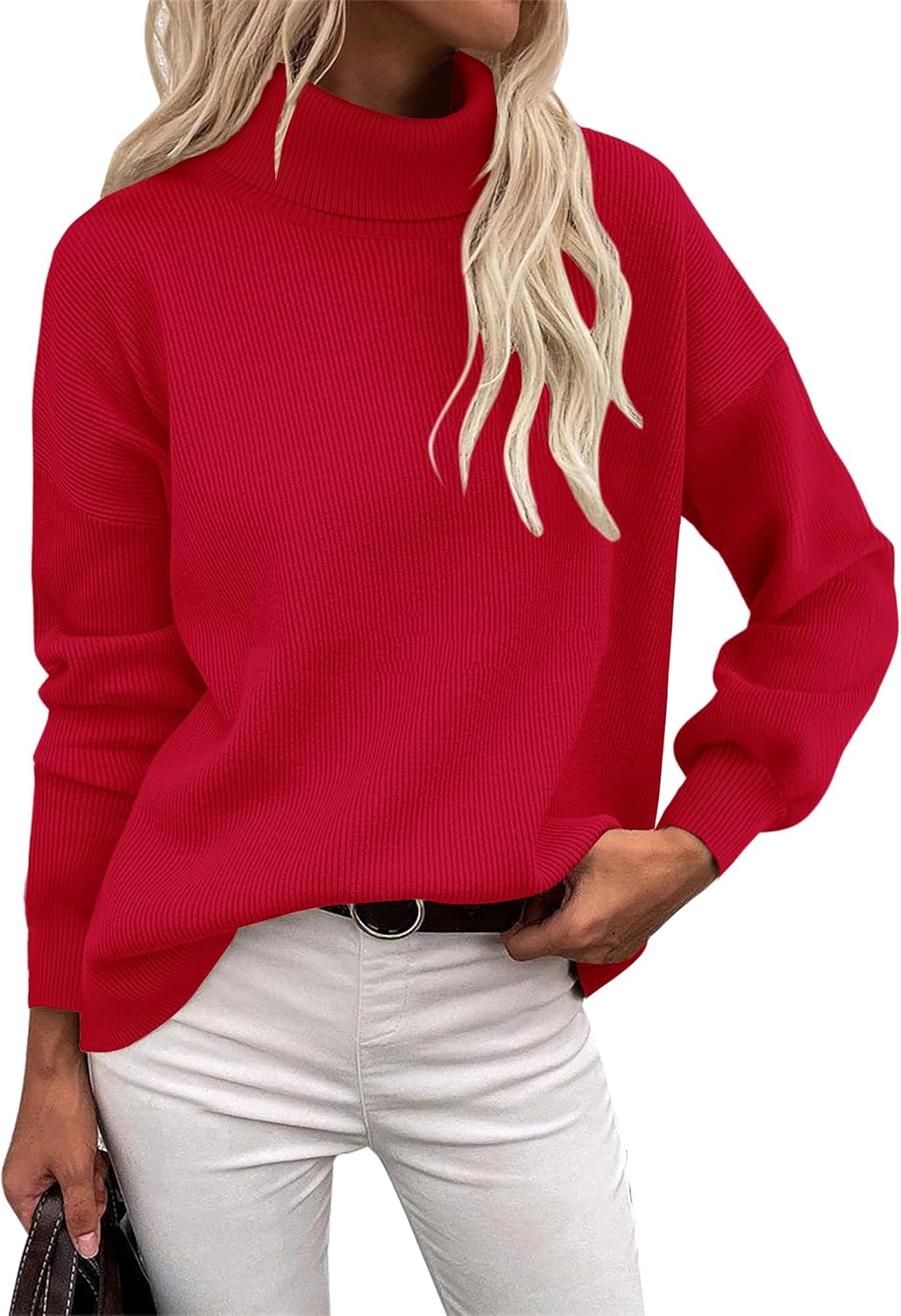 Zeagoo Women's Turtleneck Sweater 2025 Fall Winter Chunky Knit Sweaters Casual Side Slit Pullover Jumper Top