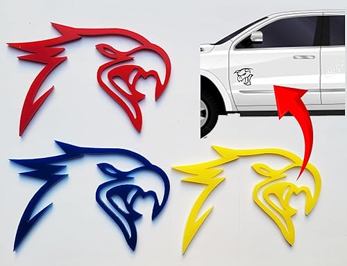 Miniatura 1 de 2 emblemas de Hawk Bird Hellhawk compatibles con Grand Cherokee Trackhawk SRT (4.3 x 3 pulgadas, amarillo)
