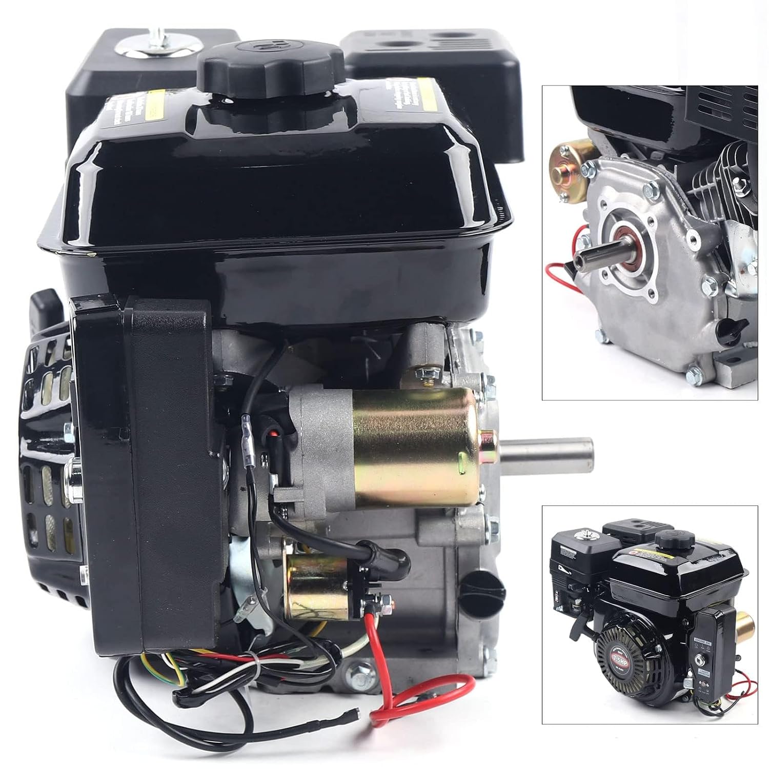 7.5HP Gas Engine, 212CC 4-Stroke Industrial-Grade OHV Gasoline Engine, Recoil/Electric Start Single Cylinder Air-Cooled Gasoline Engine for Ripper Mower Pump Generator Flail Mower Engine