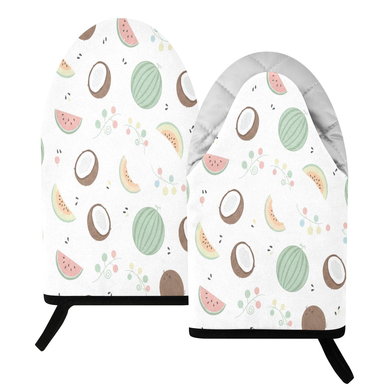 BURSTDDY Tropical Fruits Oven Mitt,Heat Resistant Kitchen Mitts for Cooking