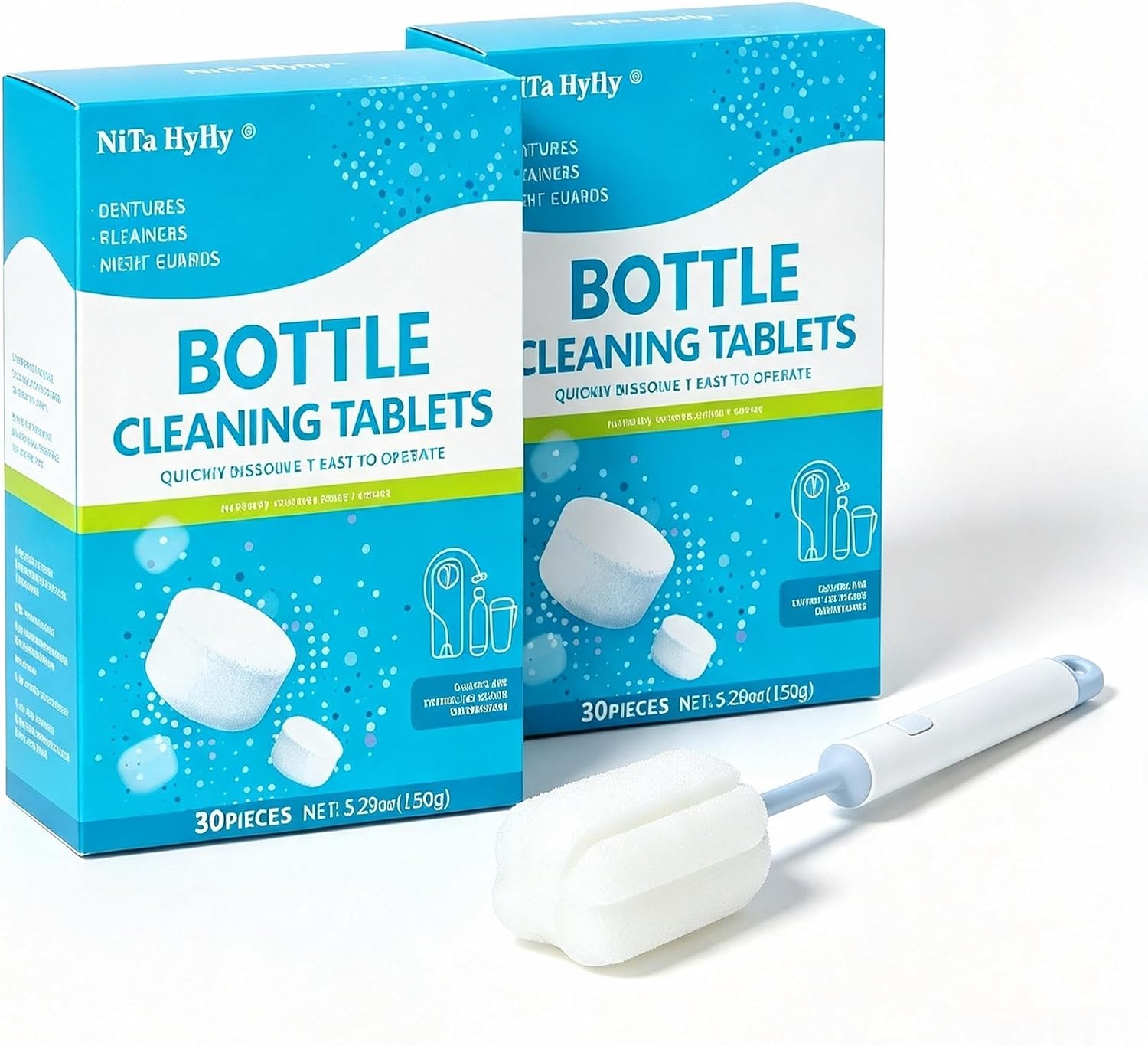 Water Bottle Cleaning Tablets, Also can Clean dentures,60 pc