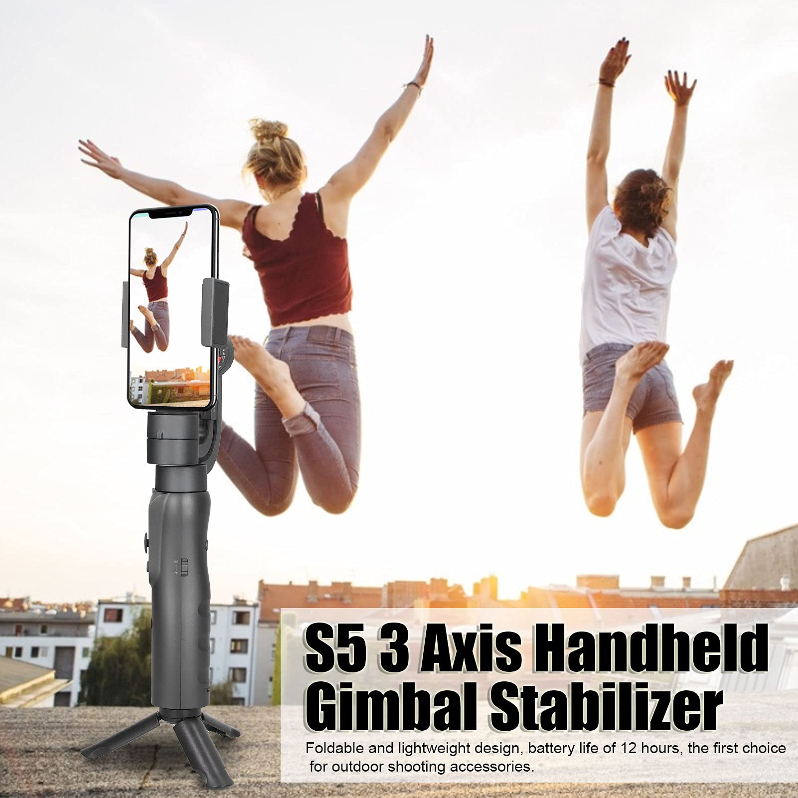 Denash Stabilizzatore a Gimbal Portatile PER Smartphone, Batteria da 4000Mah, Tracciamento del Viso e 12H ANTI SCOPE PER IOS, Android