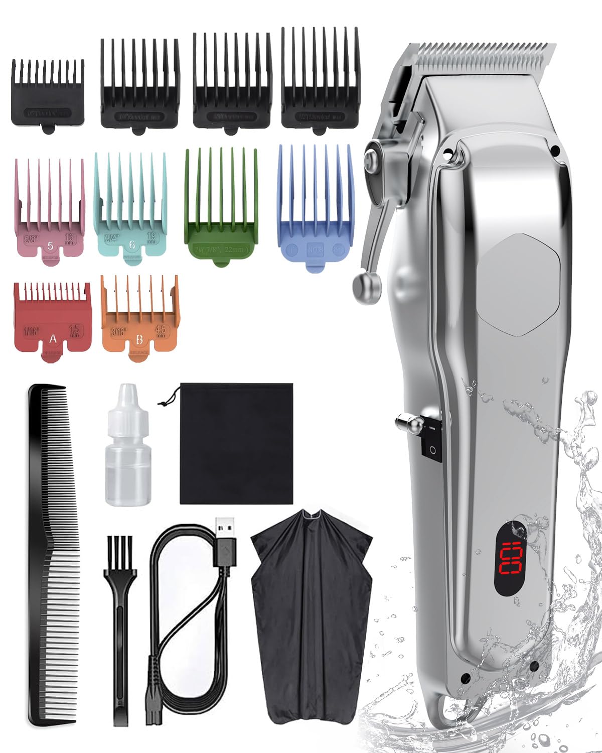 Hair Clippers Men 10 Different Comb Attachments Trimmer for Men Kit Quick Charging 4H Working Time Hair Trimmer Men Cordless Easy to Clean&Storage Hair Shavers for Men Home Family Professional