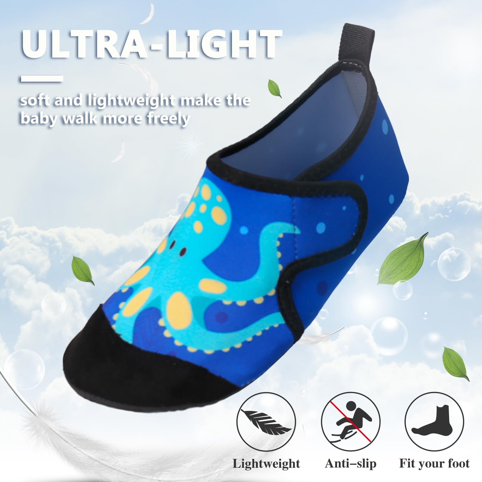 Tolaler Calcetines de Piscina Bebe, Zapatos de Playa para Niños con Suela Gruesa Antideslizante Zapatos de Playa para Niños Flexible Transpirable Secado Rápido Niños Niña 22-35EU