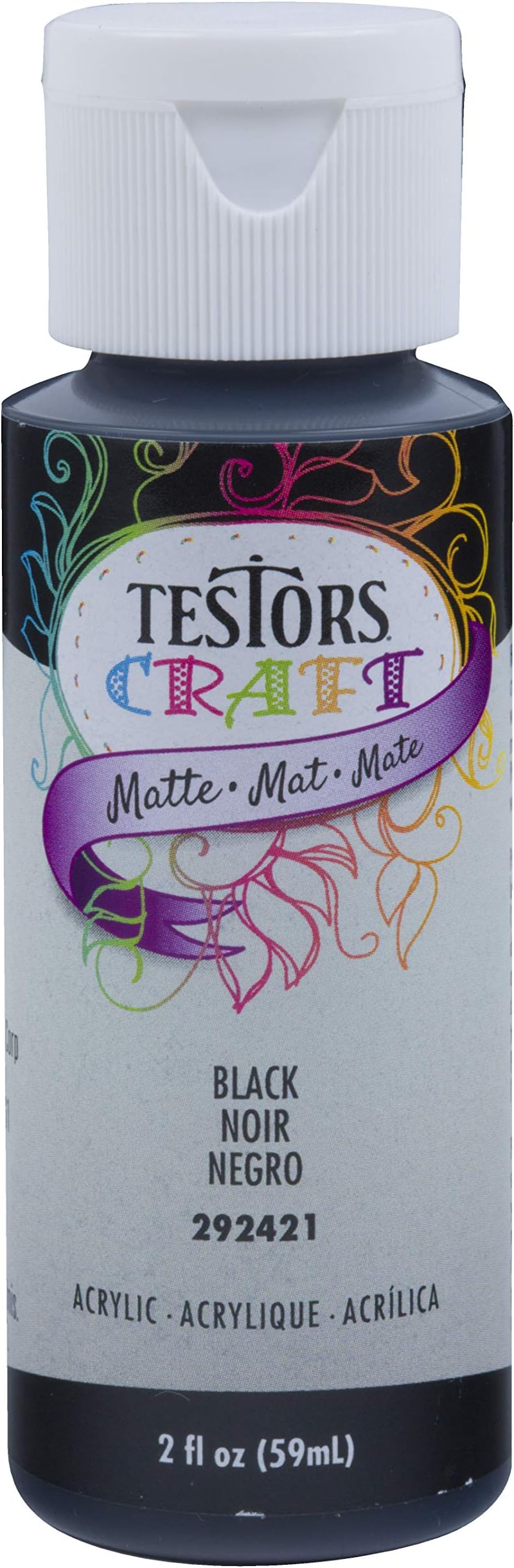 TESTOR ACR 292421A 2OZ Black Matte Acrylic Paint
