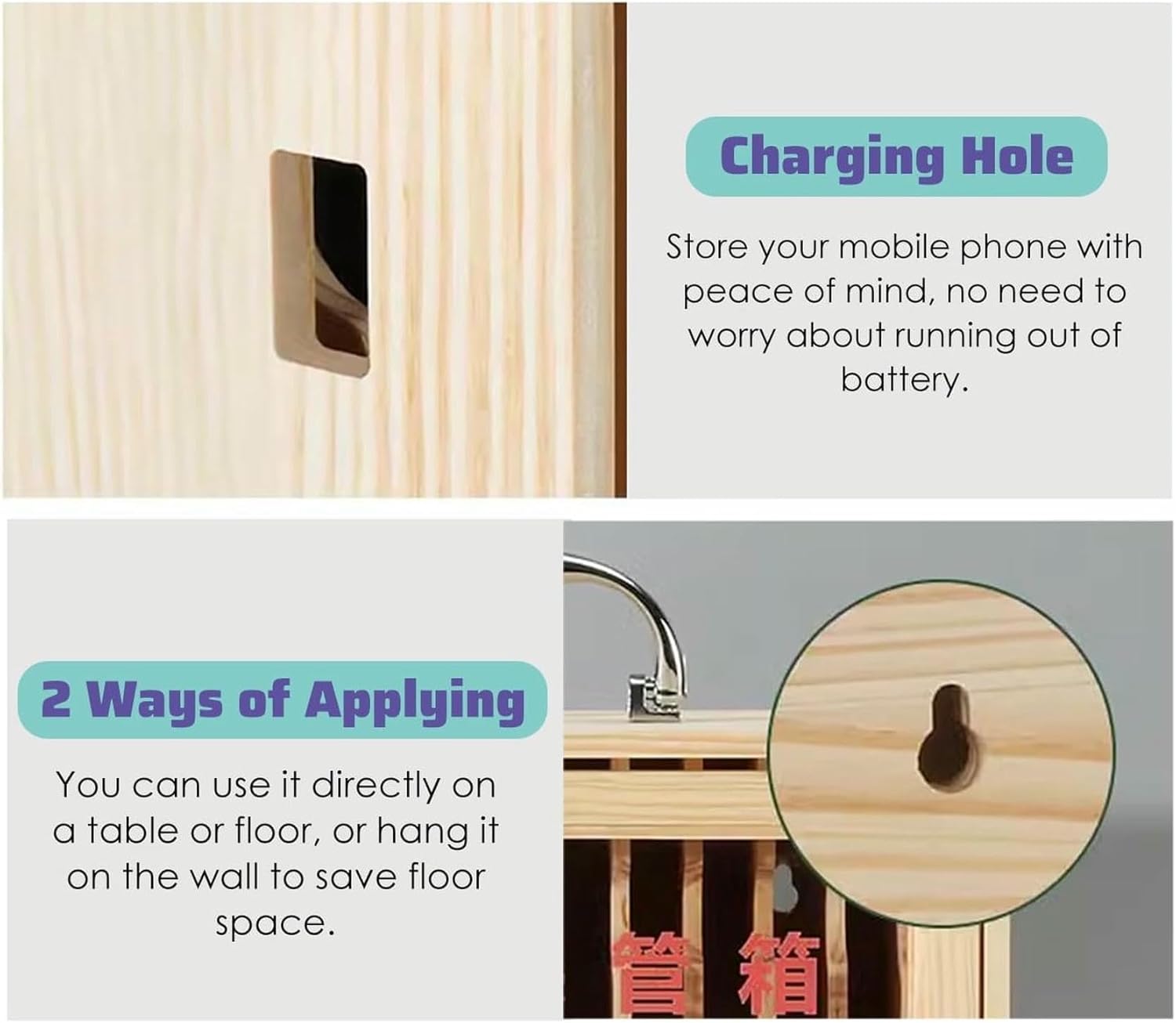 Phone Lock Box Home Classroom Cell Phone Lock Cabinet, 12/24/36/48/60 Slots Cell Phone Locker Box with Door Locks and Keys, Can be Carried by Hand
