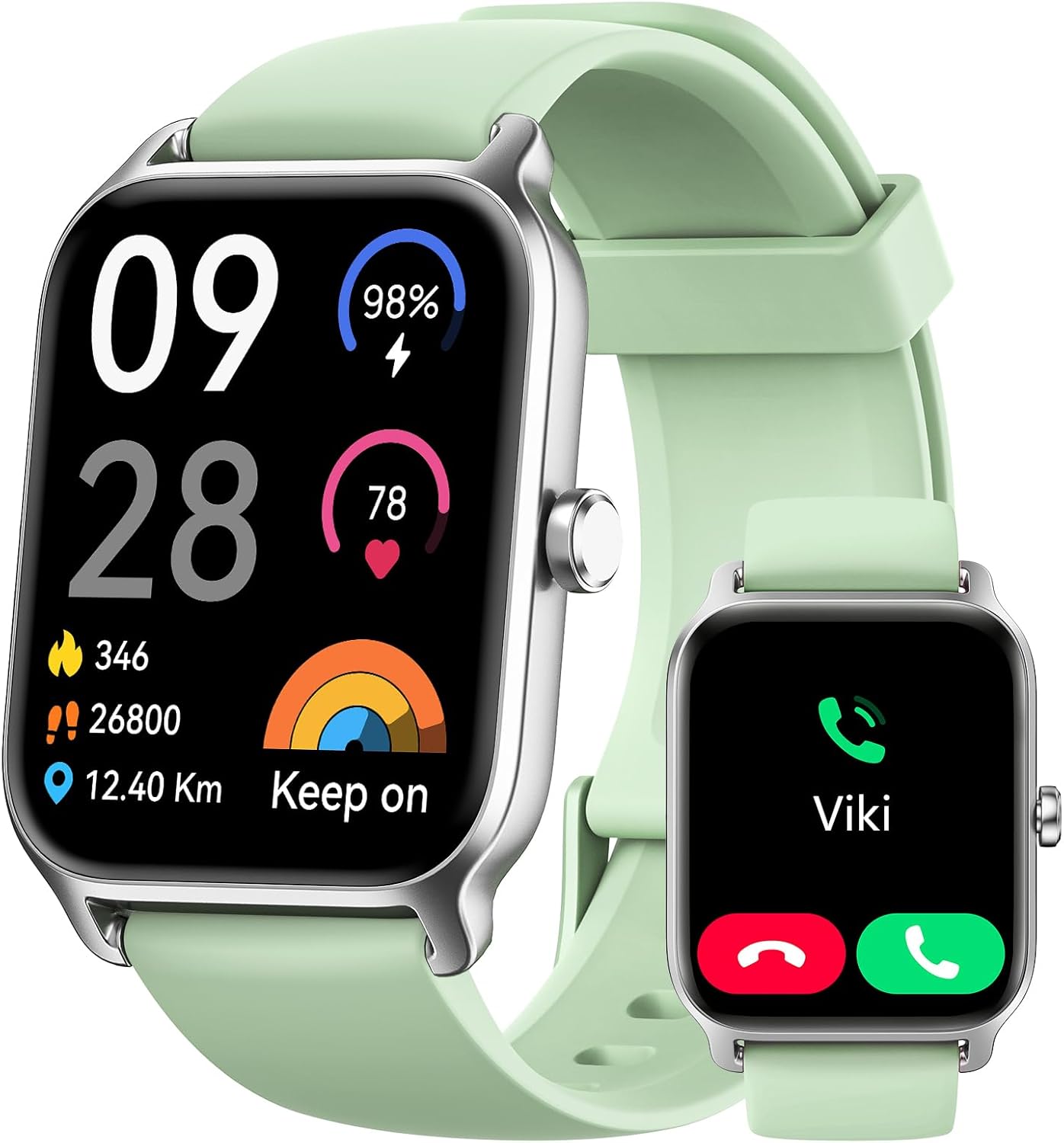 Smart Watch for Men Women, Answer/Make Calls, Alexa Built-in, [1.8″ HD Screen] Smart Watches for iPhone/Samsung/Android, Fitness Watch with Heart Rate Sleep SpO2 Monitor,IP68,100+ Sports-Green