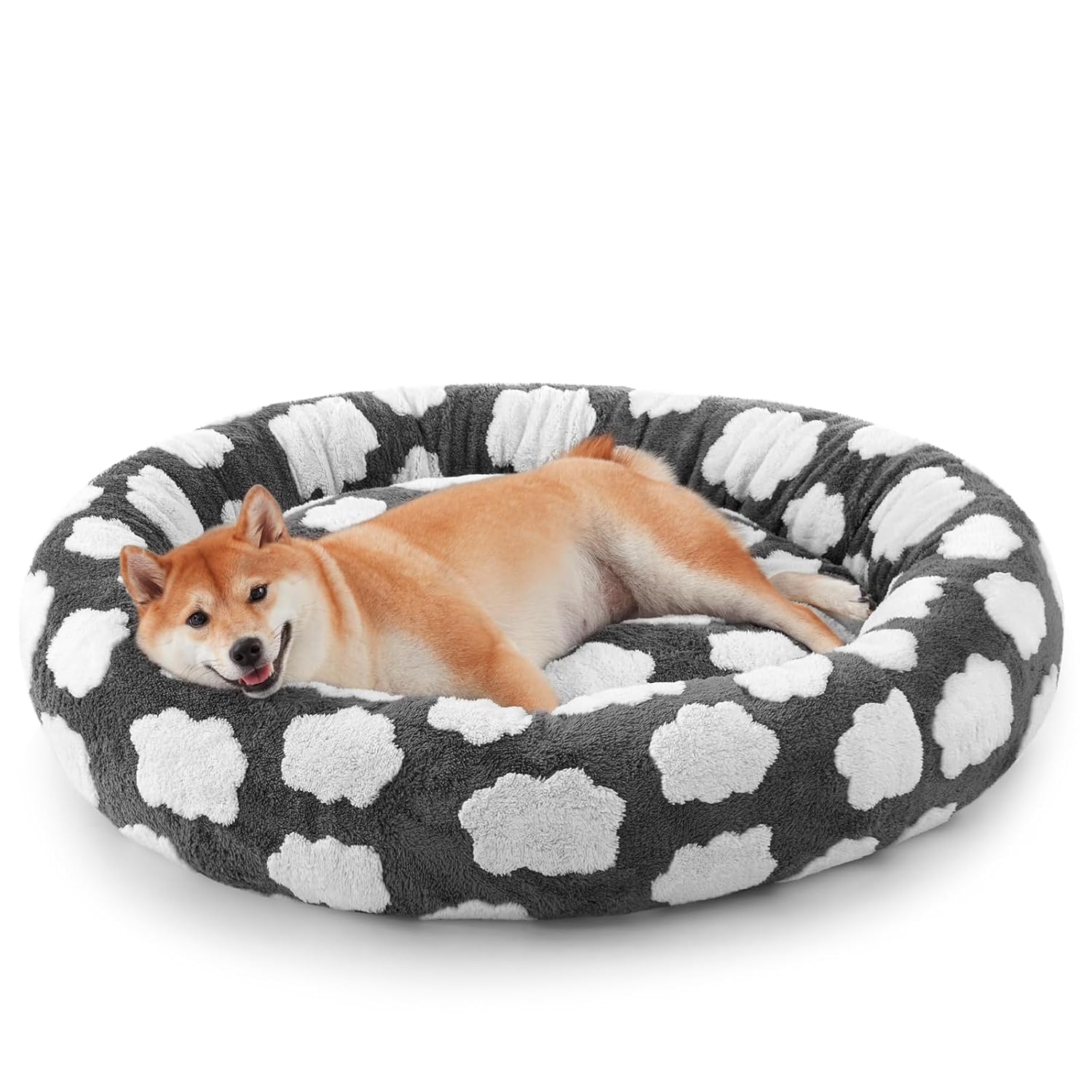 JOEJOY Donut Dog Bed Medium Size Dog Cute Round Calming Pet Bed with Removable Washable Cover Orthopedic Puppy