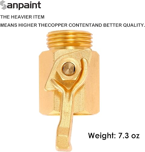 Miniatura 4 de Sanpaint Válvula de cierre de la manguera de agua, conector de latón macizo estupendo de la manguera de jardín de 34 pulgadas