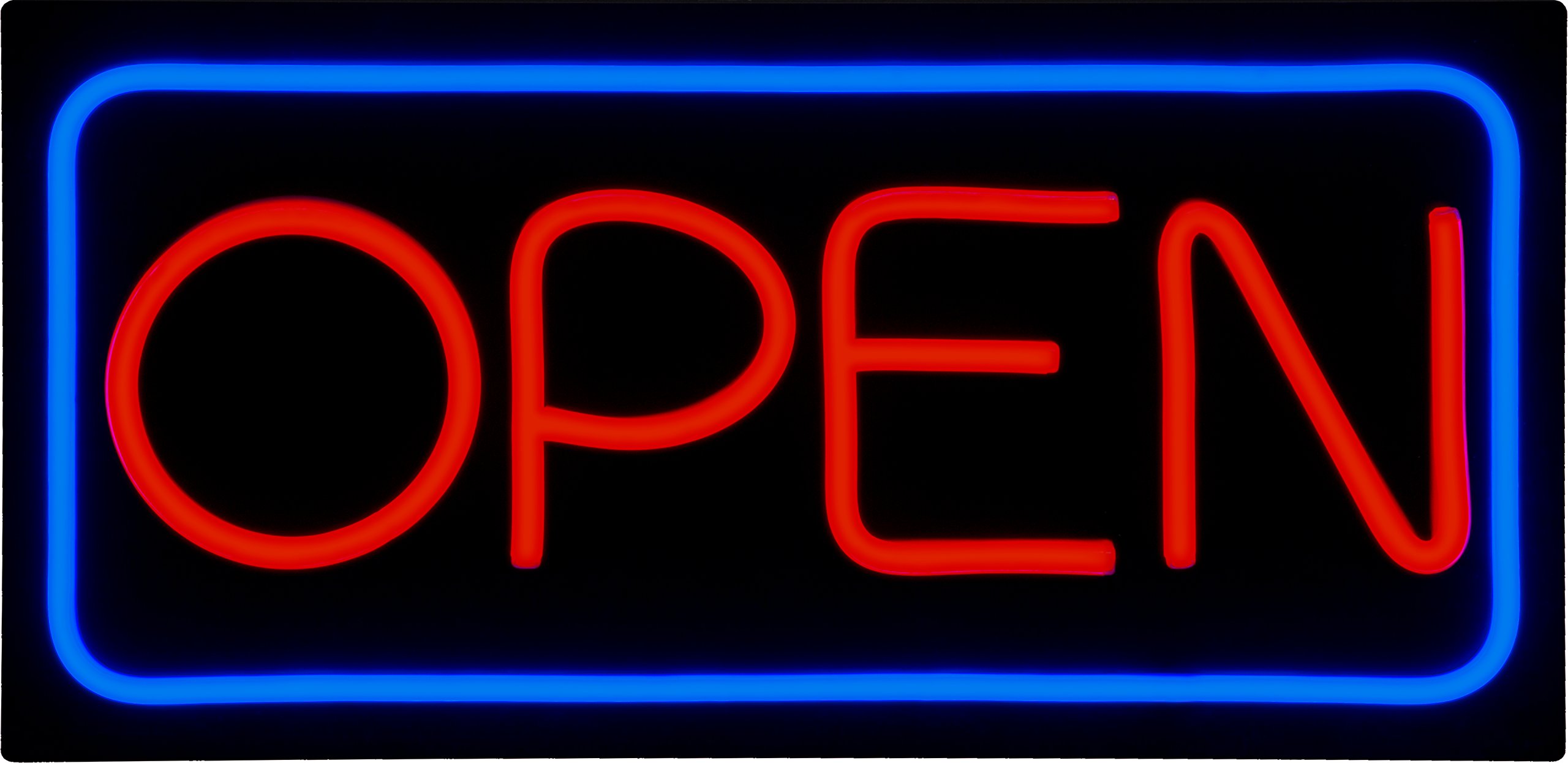 LED Open Sign BD24-5 - BuyDirectSign - Large 24x12 - Red & Blue, PVC Foamboard - Remote Control - Very Bright! - Bar, Nail Salon, Hotel, Convenience Store, Vape Shop, Smoke Shop, Any Business!