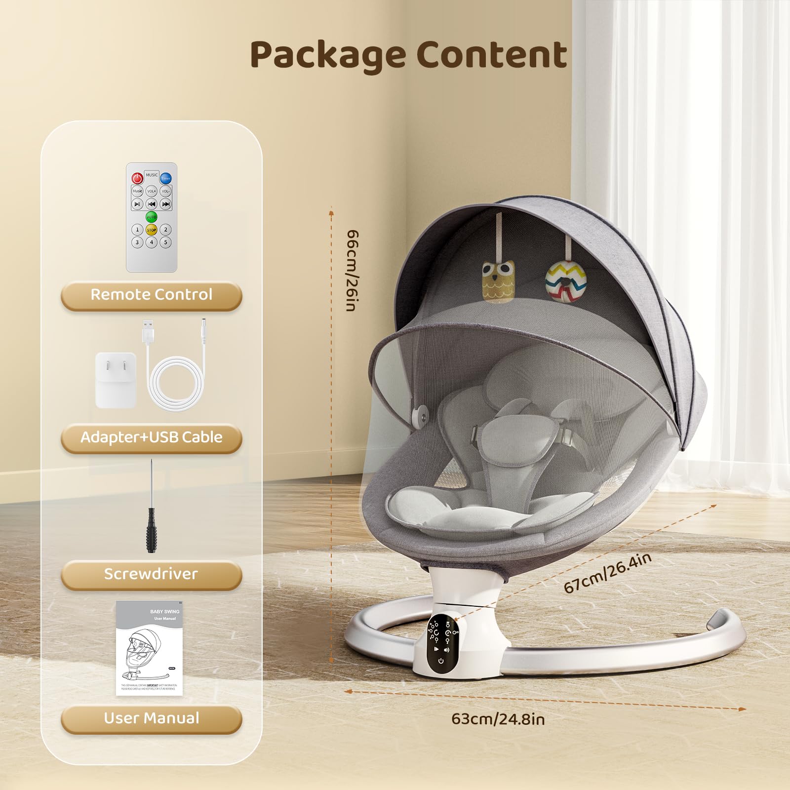 Transat Bébé Électrique, Balancelle bebe electrique de La Naissance à 6 Mois,5 Amplitudes de Vibrations avec Minuterie, pour se connecter au smartphone, balancoire bebe 12 musique