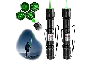 [2 Packs] Powerful Green Beam Strong Point Laser Pointer for Presentations, Astronomy, and Construction