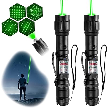[2 Packs] Powerful Green Beam Strong Point Laser Pointer for Presentations, Astronomy, and Construction