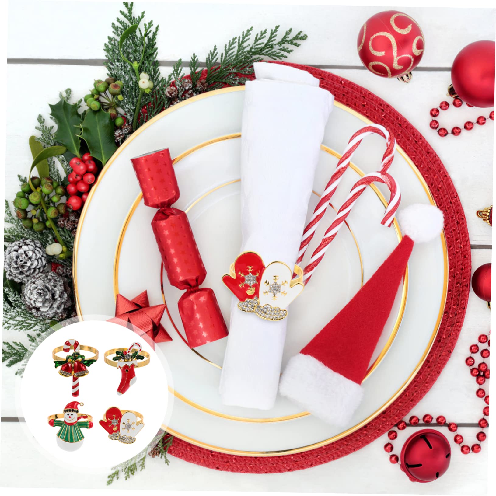 TOPBATHY 3 Sätze Weihnachtsserviettenschnalle Christmas Decorations Table Weihnachtsdeko Schreibtisch Perlmutt-serviettenringhalter Weihnachtsdecke Weihnachten Serviettendekor 4 Stück * 3