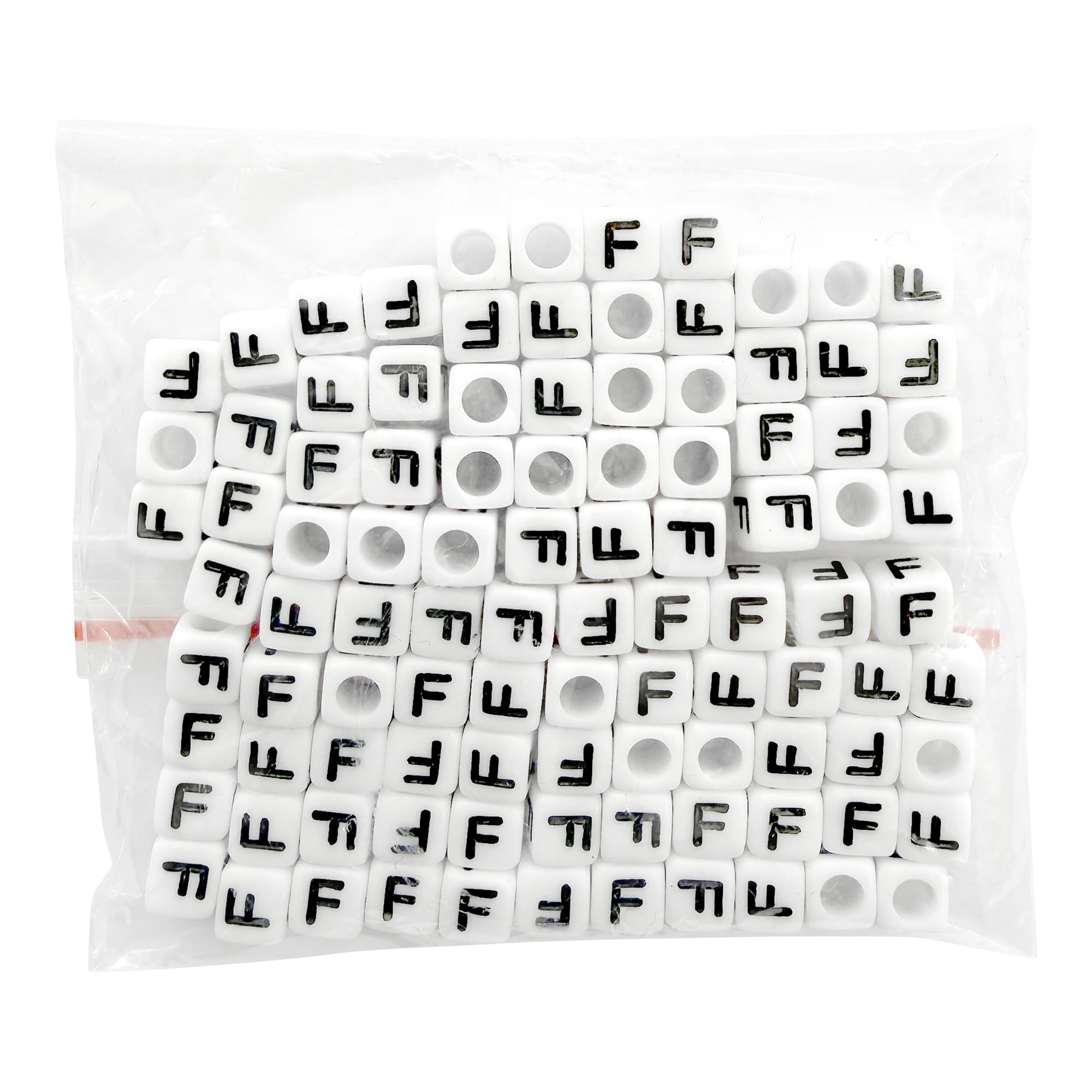 100 x 6mm White Cube Acrylic Letter Single Beads 4mm Hole Alphabet Loose A - Z (F)