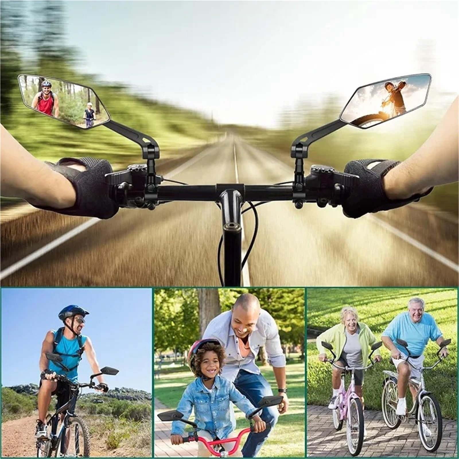 Rétroviseur Réflecteur Réglable Rotatif Guidon Miroir Clair Électrique Scooter Cyclisme Vélo Accessoire retroviseur guidon(One Pairs)