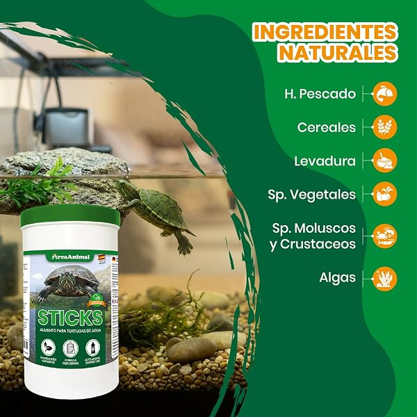 Comida Tortugas de Agua 250ml/1L, Pienso Tortugas de Agua con Ingredientes Naturales, Comida Tortuga con Formula Balanceada, Alimento Tortuga Acuatica en Sticks, Pienso para Tartaruga - 4