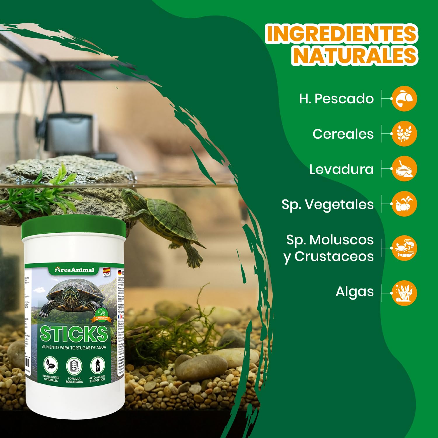 Comida Tortugas de Agua 250ml/1L, Pienso Tortugas de Agua con Ingredientes Naturales, Comida Tortuga con Formula Balanceada, Alimento Tortuga Acuatica en Sticks, Pienso para Tartaruga — view 4