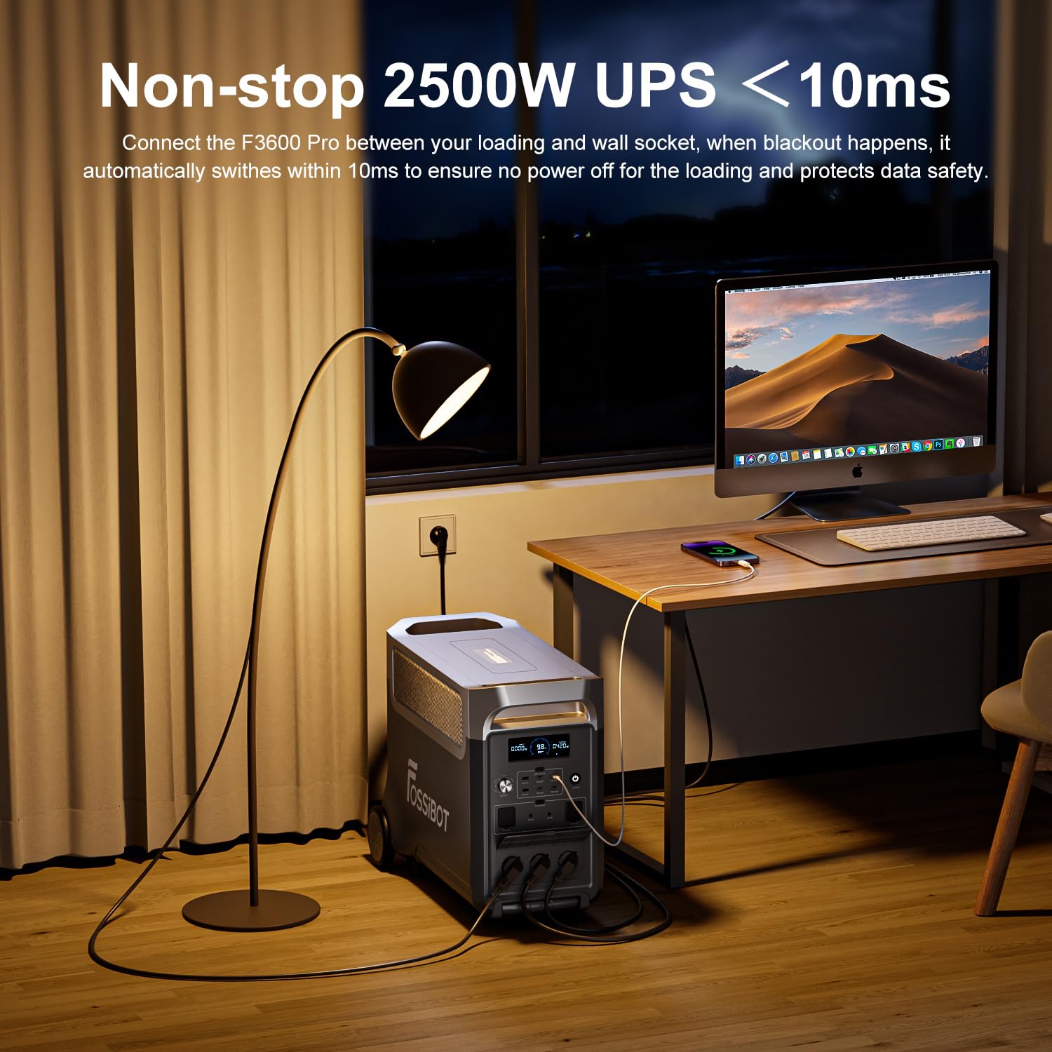 FOSSiBOT F3600 Pro Centrale Elettrica Portatile Uscità CA da 3600W, 3840 Wh batteria LFP Durata di servizio di 15 anni, espandibile 3,8 – 11,5 KWh, Power station generatore solare per casa campeggio