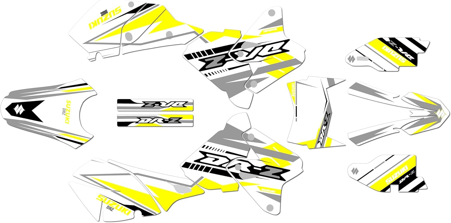 Graphics Kit for Suzuki DRZ400 (2000-2024) Razor Series Blue-Shift 9 Mil - Easy Go - Dirt Pit Bike Motorcycle Stickers, Dirtbike Racing Automotive Decal Motocross Accessories no-Plastics