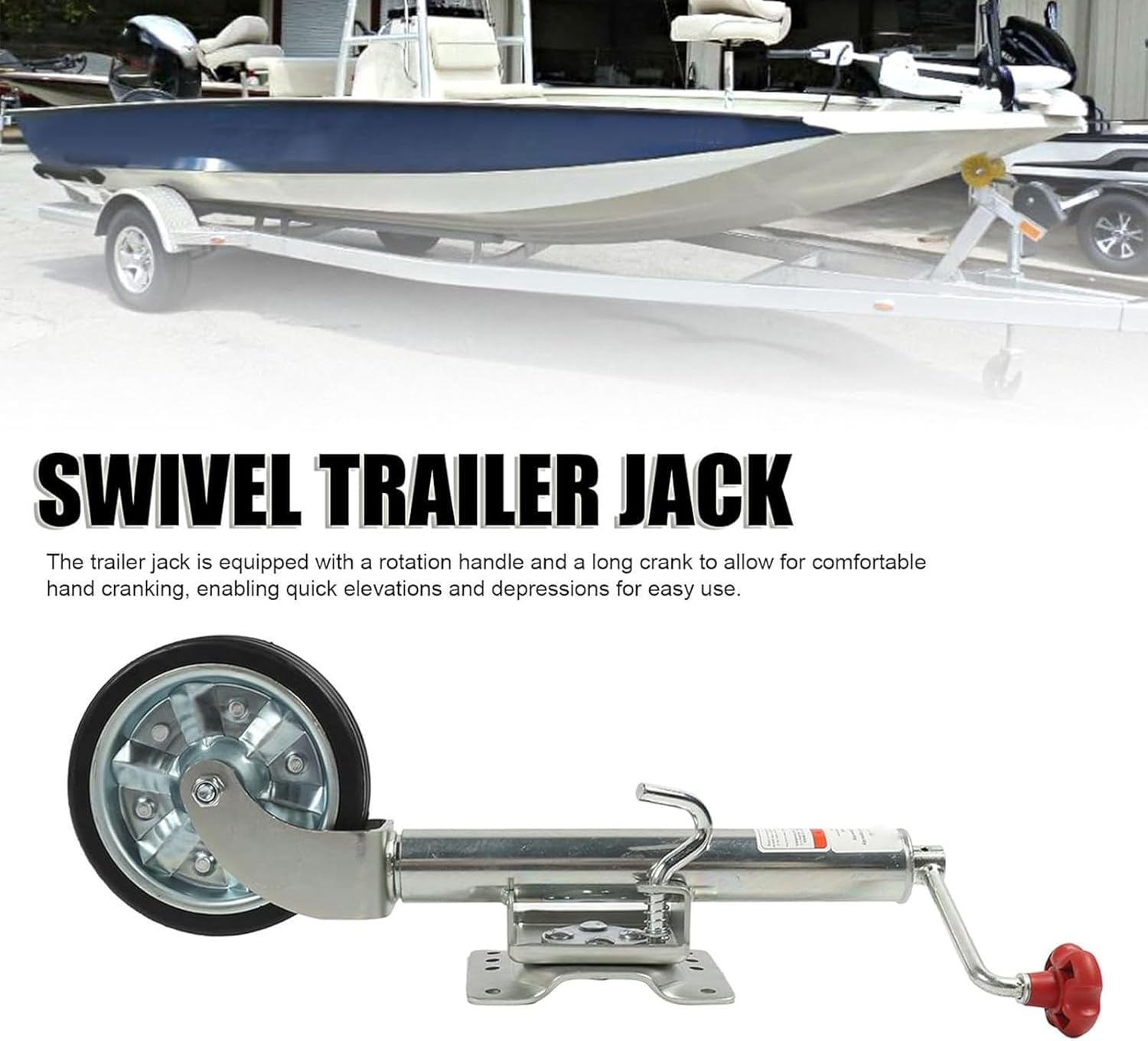 1500 Lbs Trailer Jack - Heavy Duty Swivel Boat Trailer Jack, Lift Swivel Trailer Jack, Bolt On Trailer Tongue Jack for Rv Trailer Boat, 8In Wheel Rotation Handl,Clad Iron Wheel