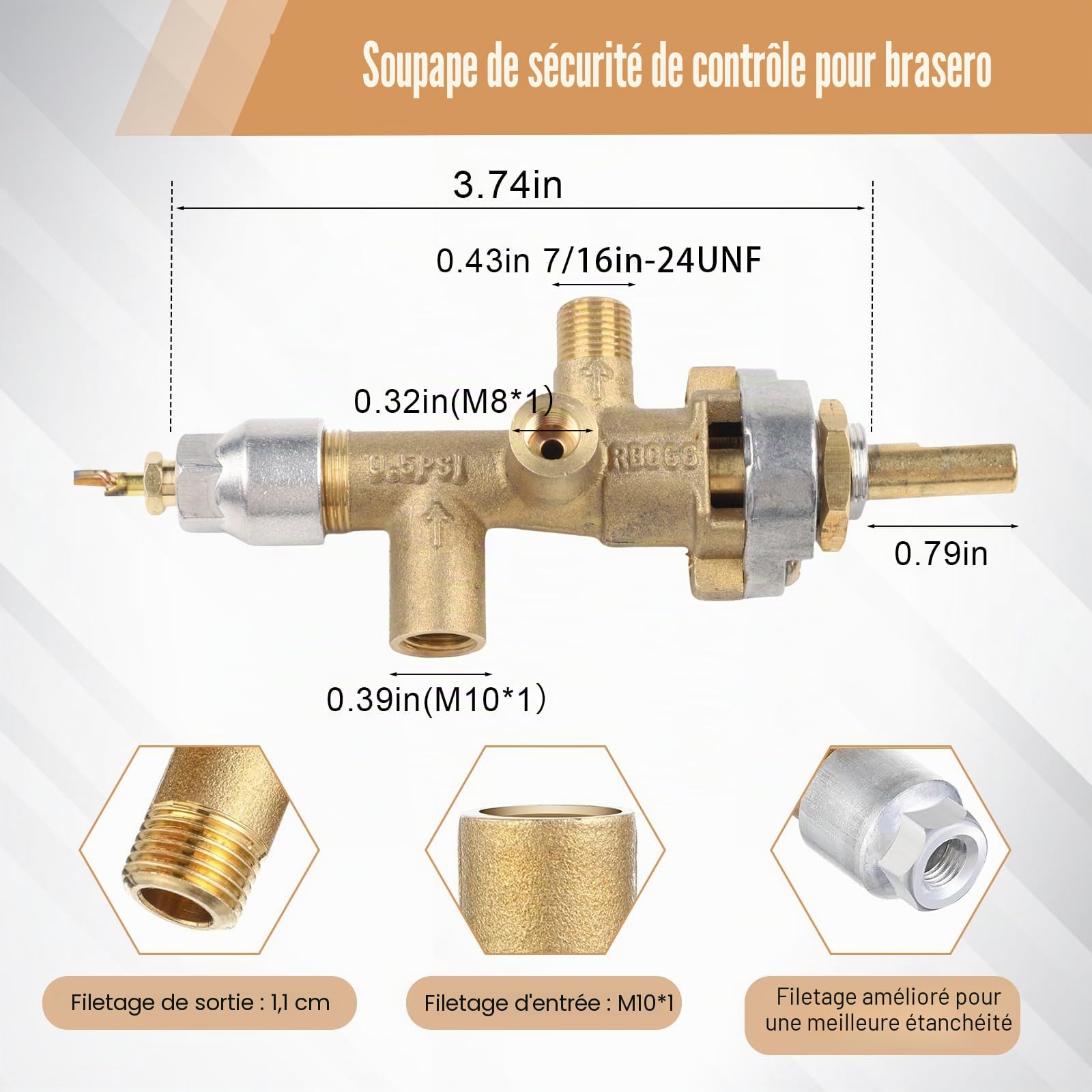 Kit de réparation de sécurité pour chauffage de terrasse à gaz, ensemble de pièces de rechange pour système de chauffage extérieur, avec soupape de commande, interrupteurs d'inclinaison, thermocouples
