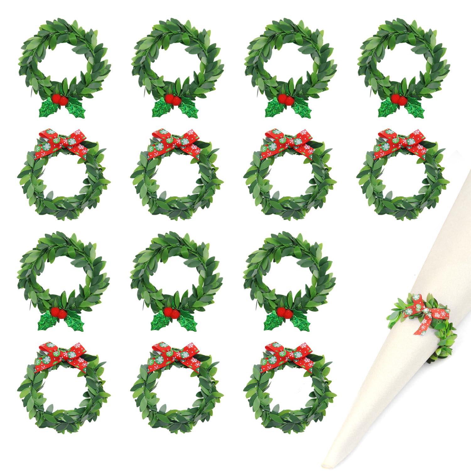 18pcs Servilleteros Navideños 5cm Anillos para Servilletas Navideñas con Bayas Rojas Anillo Servilleta para Navidad Acción de Gracias Año Nuevo Boda San Valentín Mesa