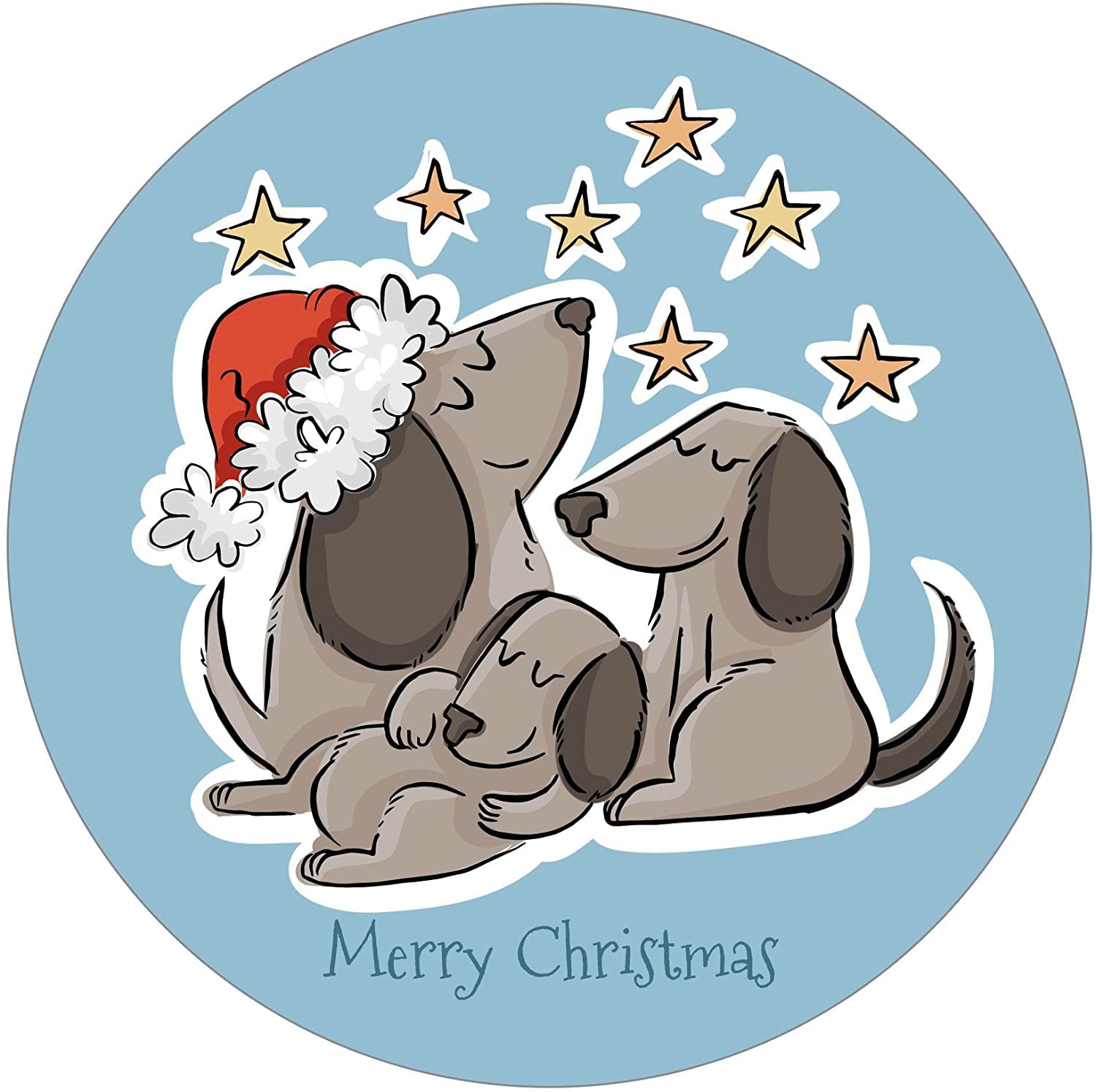 Papa Prints Cute Dog Pack Of 48 Merry Christmas Stickers For Card Making (45 Mm) Christmas Stickers Papa Prints® #Snp26
