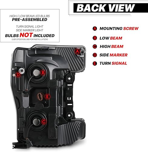 Miniatura 4 de M-AUTO Conjunto de faros delanteros con 4 bombillas LED premontadas de 6000 K compatibles con Ford F-250350450550 Super Duty 2017-2019, faros