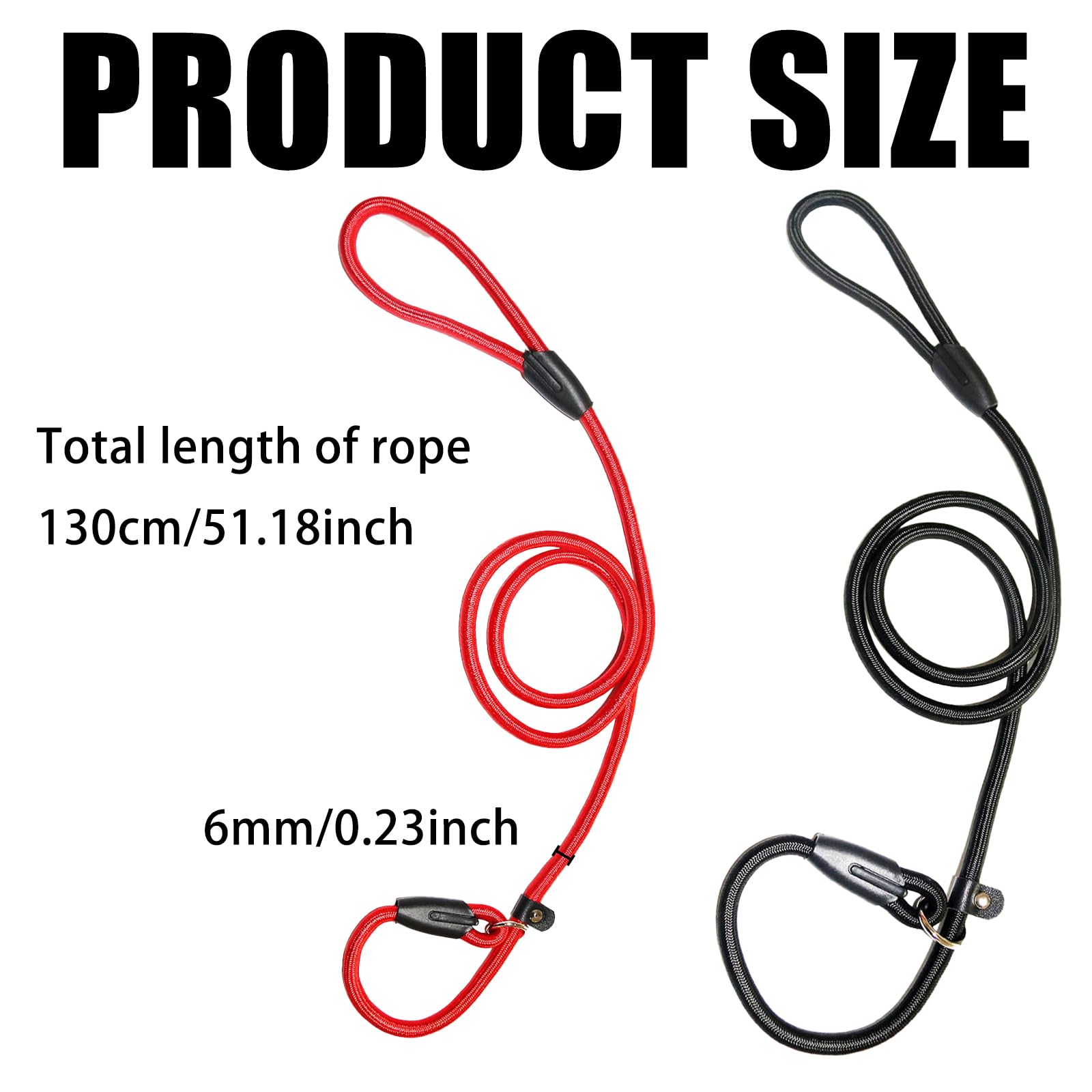 2pcs Dog Slip Lead,TrainingLead For Dogs,1.3m Lightweight Slip Leash,Adjustable Pet Leash,for Pet Training,No Need for a Harness or Collar,for Small Dogs(Black/Red) - Image 4