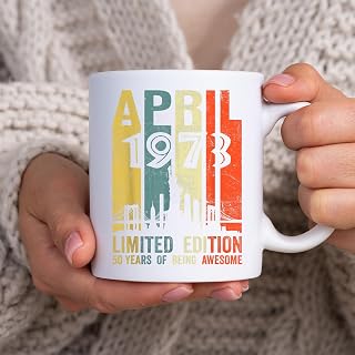 Born April 1973 Limited Edition 50th Birthday Gifts BlackMug, Tea Mug, Tea Cup, Coffee Cup