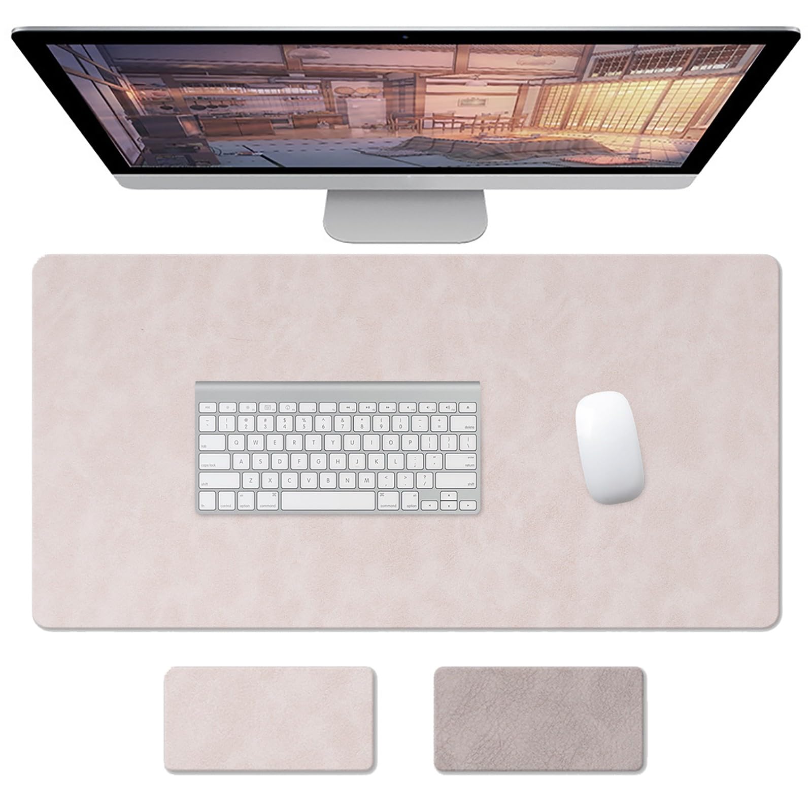 Tappetino per mouse in pelle, Tappetino da scrivania bifacciale, Desk pad impermeabile per ufficio, Mouse mat antiscivolo per la casa(Pink,120x60cm)