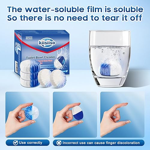Miniatura 4 de KIISIISO Paquete de 40 limpiadores de inodoro, pastillas limpiadoras de inodoro de larga duración con tecnología de liberación sostenida contra